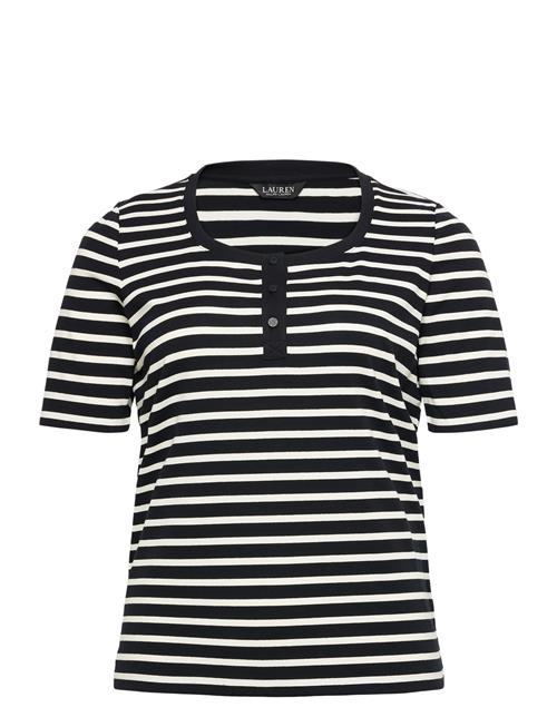 Lauren Women | Striped Elbow-Sleeve Henley Top | 46-48