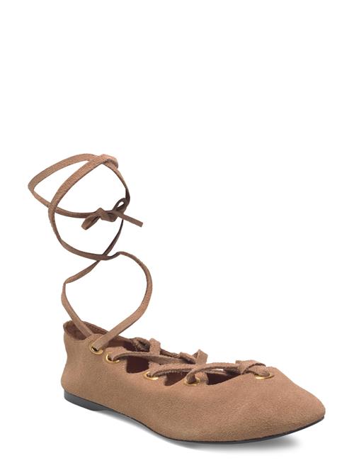 Mango | Suede Ballet Flats With Crossed Straps | 41