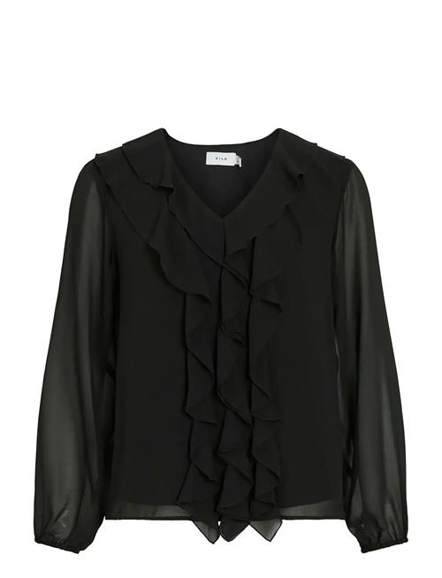 Vila | Viane L/S V-Neck Frill Top - Noos | 36