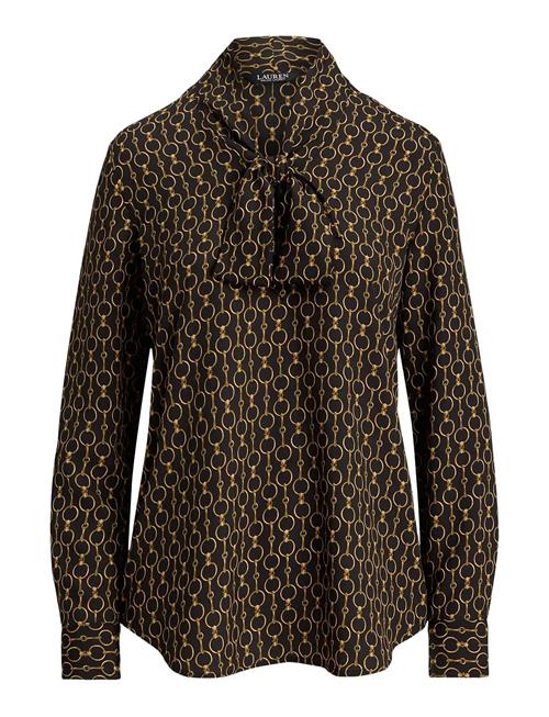 Lauren Ralph Lauren | Chain-Print Crepe Tie-Neck Blouse | XS