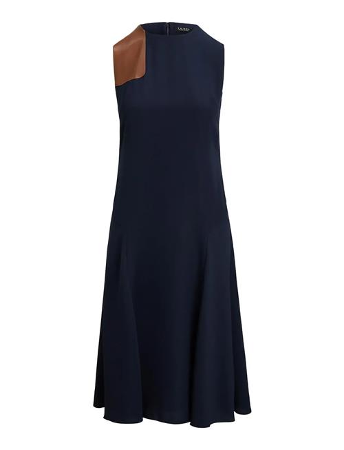Lauren Ralph Lauren | Faux-Leather-Trim Georgette Dress | 42