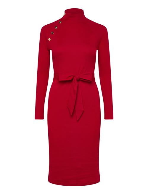 Lauren Ralph Lauren | Button-Trim Rib-Knit Mockneck Dress | M