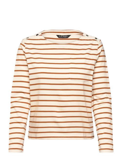 Lauren Ralph Lauren | Striped Jersey Snap-Trim Boatneck Top | XS