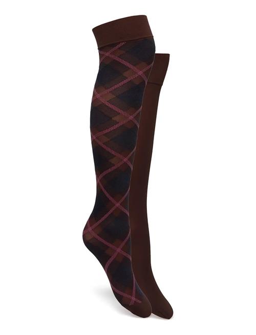 Swedish Stockings | 2-Pack Franka Check & Solid Knee Highs | ONE SIZE