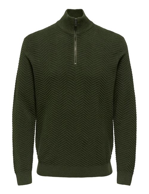 ONLY & SONS | Onsmace Reg Herringbone Half Zip Knit Ns | M