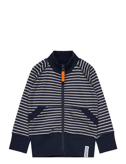 Geggamoja | Zip Sweater Navy Beige Stripe | 134/140