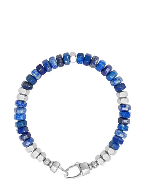 Nialaya | Men's Hexagon Beaded Bracelet With Blue Lapis And Silver | L