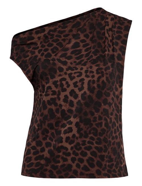 Mango | Leopard-Print Top With Asymmetrical Collar | M