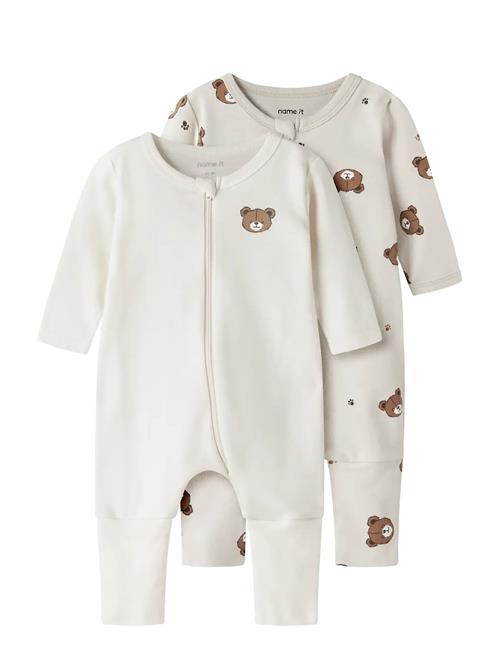 name it | Nbnnightsuit 2P Zip Ff Pumice Bear Noos | 80