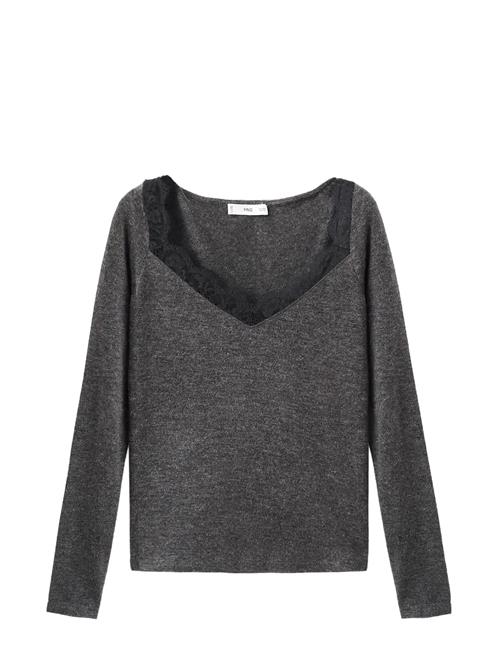 Mango | Lace-Trimmed Scoop-Neck Top | M