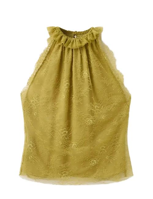 Mango | Lace Top With Ruff Collar | S