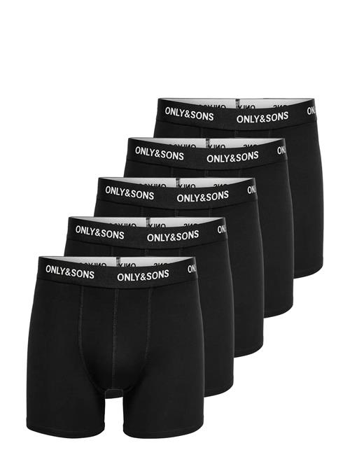 ONLY & SONS | Onsfitz Solid Black Boxer 5-Pack | S