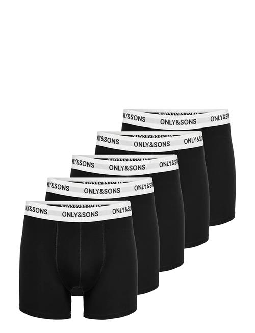 ONLY & SONS | Onsfitz Solid Black Boxer 5-Pack | S