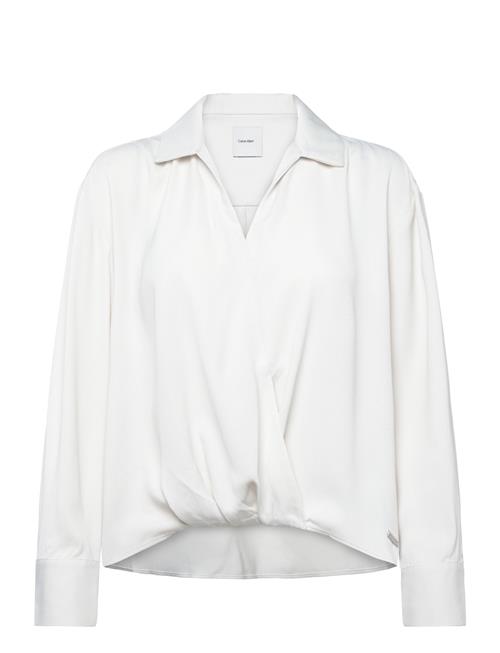 Calvin Klein | Crepe Ls Faux Wrap Top | XS