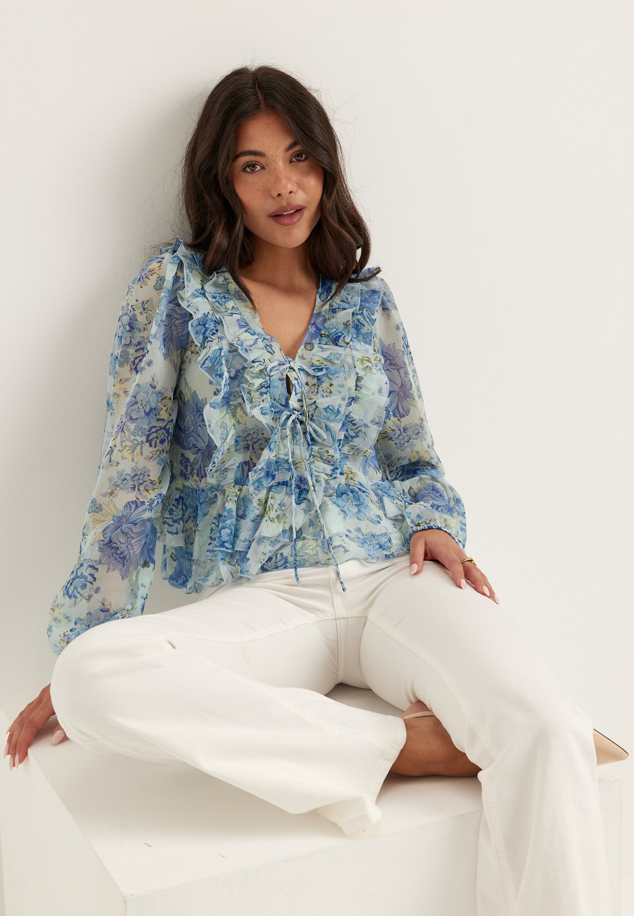 ONLY Onlvictoria Ls Frill Top Wvn