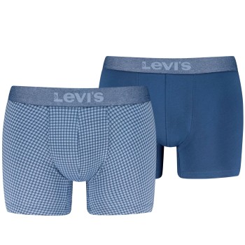 Levis 2P Boxer Briefs Cotton Check Blå bomuld Large Herre