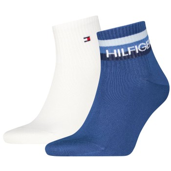 Tommy Hilfiger Strømper 2P Logo Ankle Socks Cotton Blend Hvid/Blå Str 39/42 Herre