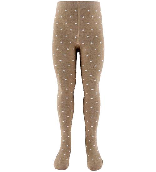 Fuzzies Strømpebukser - Beige Melange/Off White m. Prikker