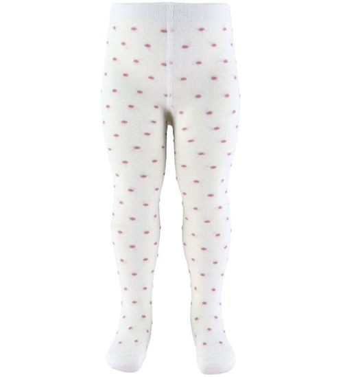 Fuzzies Strømpebukser - Off White/Rose m. Prikker