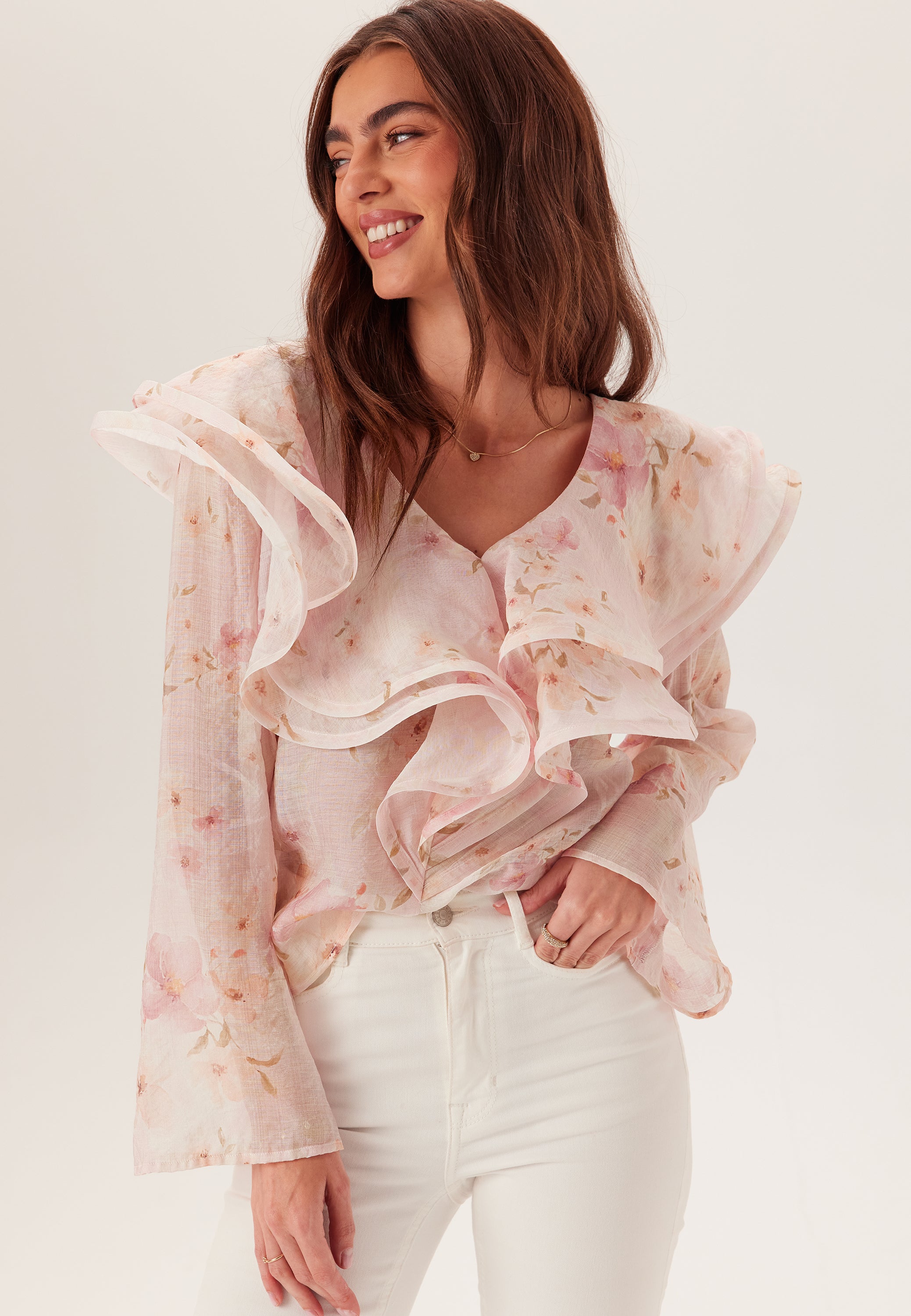Bubbleroom Occasion Flounce Sheer Blouse