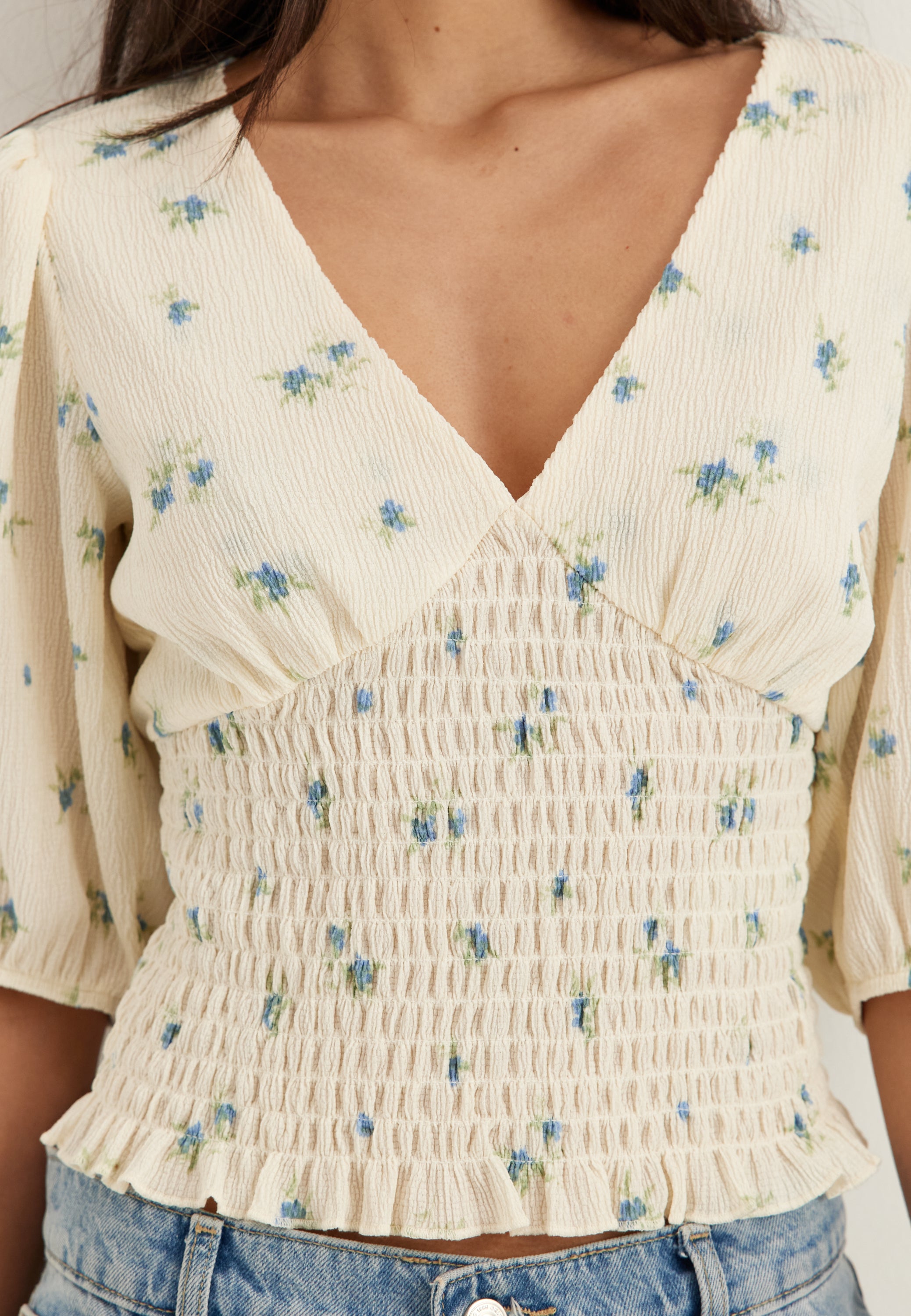 BUBBLEROOM V-neck Smock Top