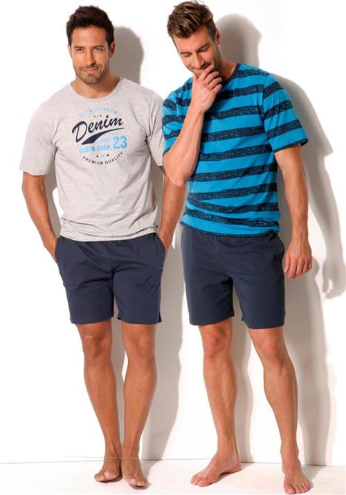 H.I.S Pyjamas kort  turkis / mørkeblå / hvid