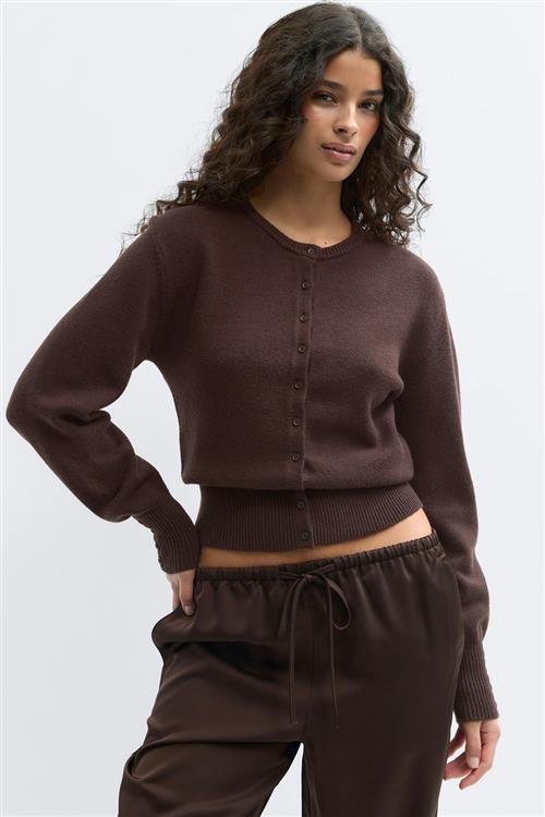 Gina Tricot - Knitted cardigan - Cardigans - Brun - XS - Dame