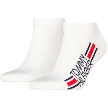 Tommy Hilfiger Strømper 2P Cotton Logo Stripe Sneaker Socks Hvid Str 43/46 Herre