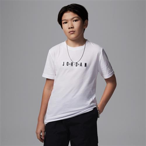 Jordan-T-shirt med broderet logo til større børn - hvid