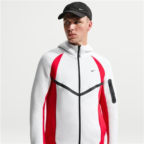 Nike Tech Windrunner-jakke i fleece med fuld lynlås og farveblok til mænd - hvid