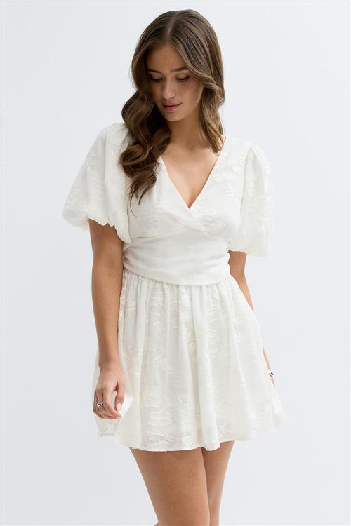 Gina Tricot - Embroidered mini dress - korte kjoler - Hvid - 34 - Dame