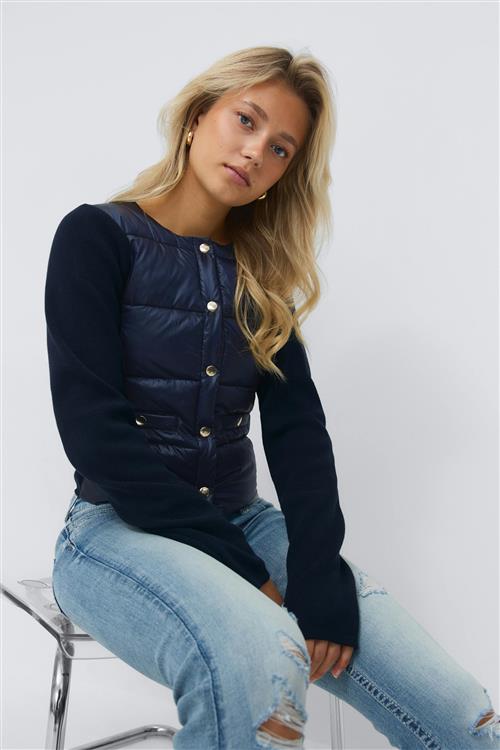 Gina Tricot - 14+ padded rib jacket - jakke - Blå - L - Dame