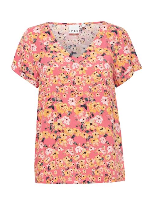 ICHI Bluse 'IHVera'  mørkeblå / gul / gammelrosa / hvid