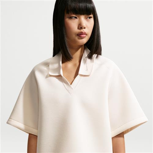 Løs Nike Pregame Fleece-polo til kvinder - hvid