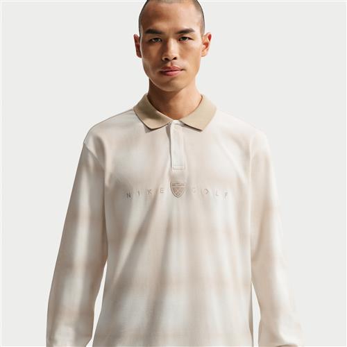 Langærmet Nike Fairway Fresh løs Dri-FIT-golfpolo til mænd - hvid