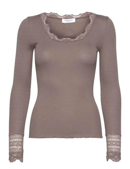 Rosemunde | Rwbenita Silk Ls O-Neck Lace T-Shirt | L