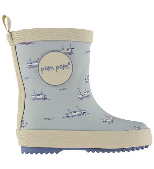 Pom Pom Gummistøvler - Pearl Blue Boat AOP