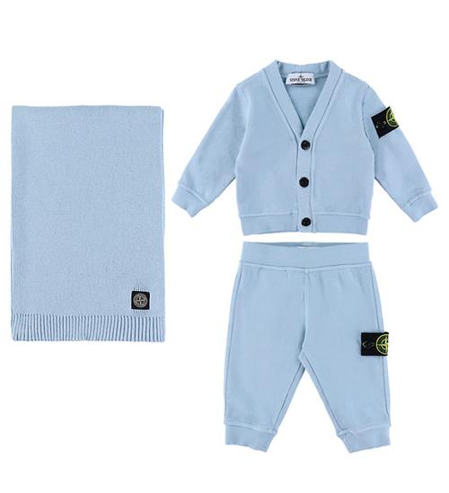 Stone Island Gaveæske - Cardigan/Sweatpants/Tæppe - Sky Blue