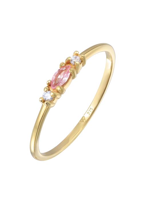 ELLI PREMIUM Ring 'Vintage'  guld / lyserød / transparent