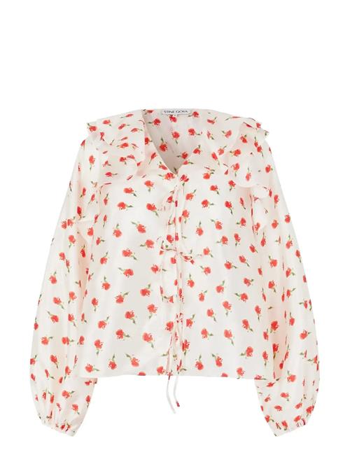 STINE GOYA | Flat Textured Poly, Multi Ruffle Raglan Top | L