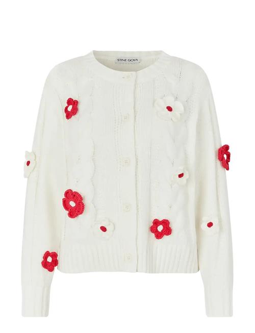 STINE GOYA | Cotton Wool Yarn, Crewneck Cable Cardigan | M