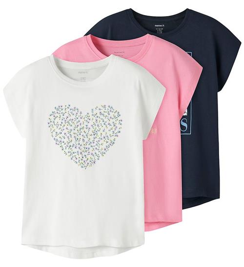 Name It T-shirt - 3-pak - NkfVigea - Pink Drink/Bright White + N