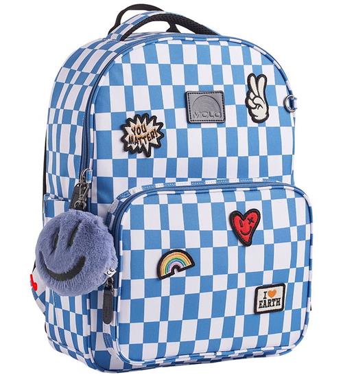 Molo Skoletaske - Backpack Mat - Blue check