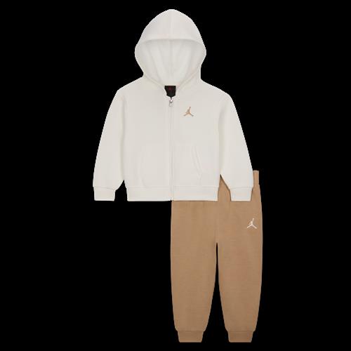 Jordan Brooklyn Fleece-hættetrøjesæt i to dele med lynlås i fuld længde til babyer (12-24 M) - brun