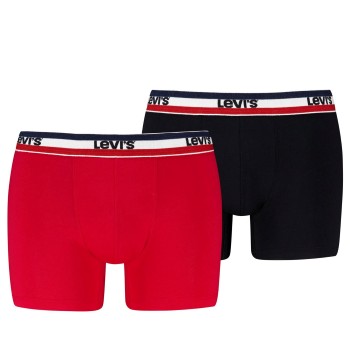 Levis 2P Sportswear Logo Base Boxer Sort/Rød bomuld X-Large Herre