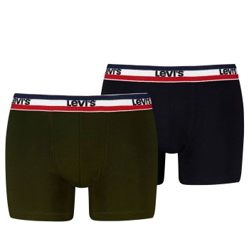 Levis 2P Sportswear Logo Base Boxer Sort/Grøn bomuld Large Herre