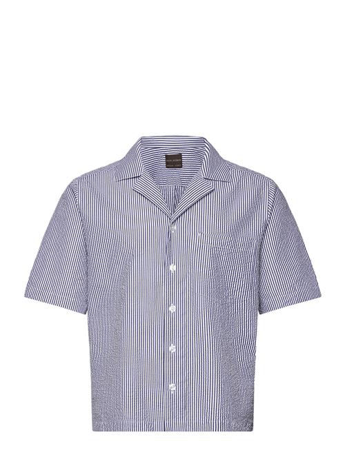 Oscar Jacobson | Reg Fit Cuban Ss Striped Seersucker Shirt | L