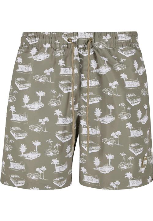 Urban Classics Badeshorts  oliven / hvid