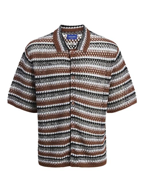JACK & JONES Cardigan 'JORCorfu'  brun / sort / hvid