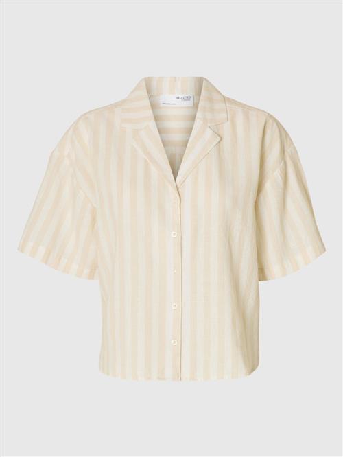 SELECTED Bluse  lysebeige / uldhvid